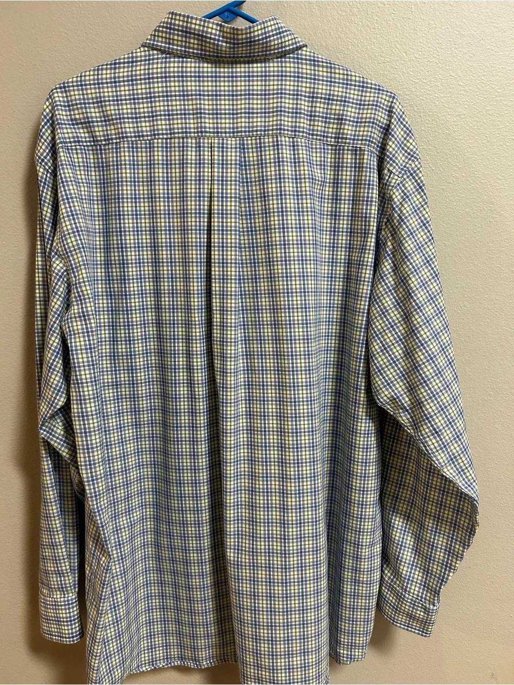 Southern Marsh Performance Shirt Men XL Blue Green Plaid Long Sleeve Button Down